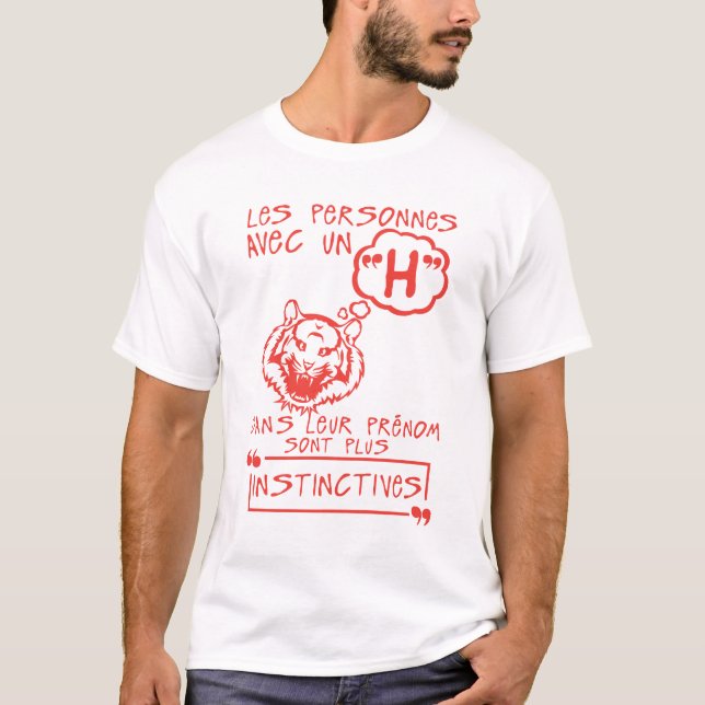 T-shirt h instinctive prenom citation lettre personne (Devant)