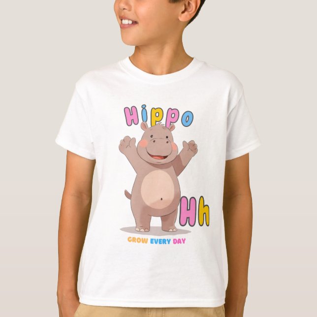 T-shirt "H is for Hippo" Alphabet Tee - Gagne chaque jour (Devant)