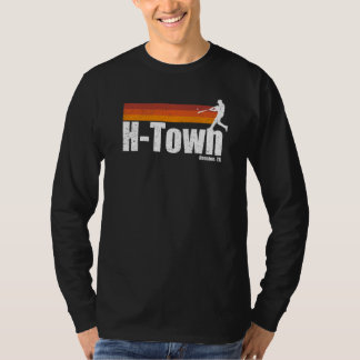 T-shirt H Town Ville de Houston Texas Baseball Rayures Vin