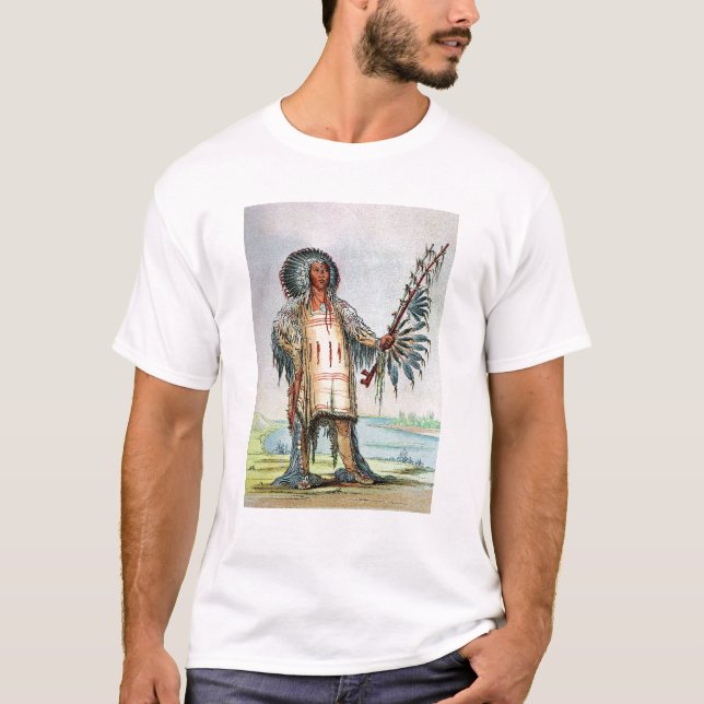 T-shirt Ha-Na-Tah-Muah indien de Mandan, chef de loup (Devant)