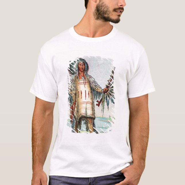 T-shirt Ha-Na-Tah-Muah indien de Mandan, chef de loup (Devant)