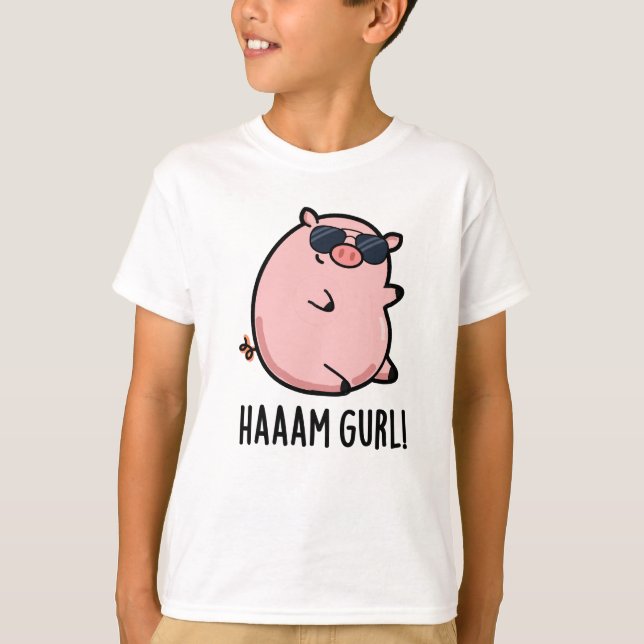 T-shirt Haaam Gurl Funny Pig Pun (Devant)