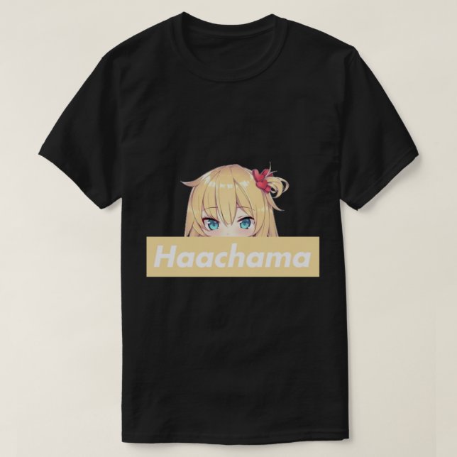 T-shirt Haachama Akai Haato Peeker. Fan Haaton chama. Holo (Design devant)