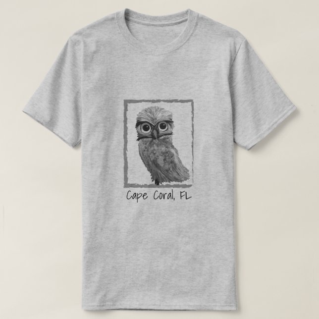 T-shirt Habillement creusant de corail de hibou de cap (Design devant)