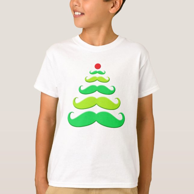 T-shirt Habillement d'arbre de Noël de moustache (Devant)