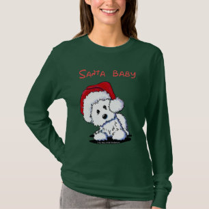 T-shirt Habillement de BÉBÉ de PÈRE NOËL de chien de
