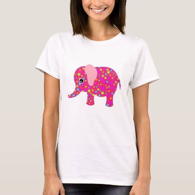 T-shirt Habillement floral rose d'éléphant (Devant)