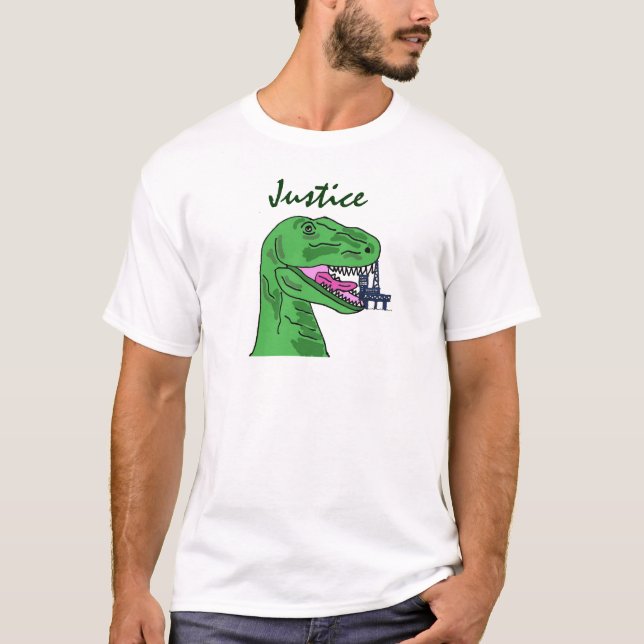 T-shirt HACHE T-Rex mangeant la justice de chemise de (Devant)