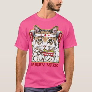 T-shirt Hachimaki Neko Ramen Chat Avec Détermination Mange
