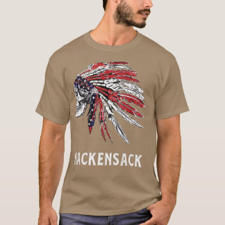 T-shirt Hackensack Native American USA Flag Skull Headress