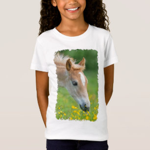 T-Shirt Haflinger Horse Cute Foal Flowers Photo pour fille