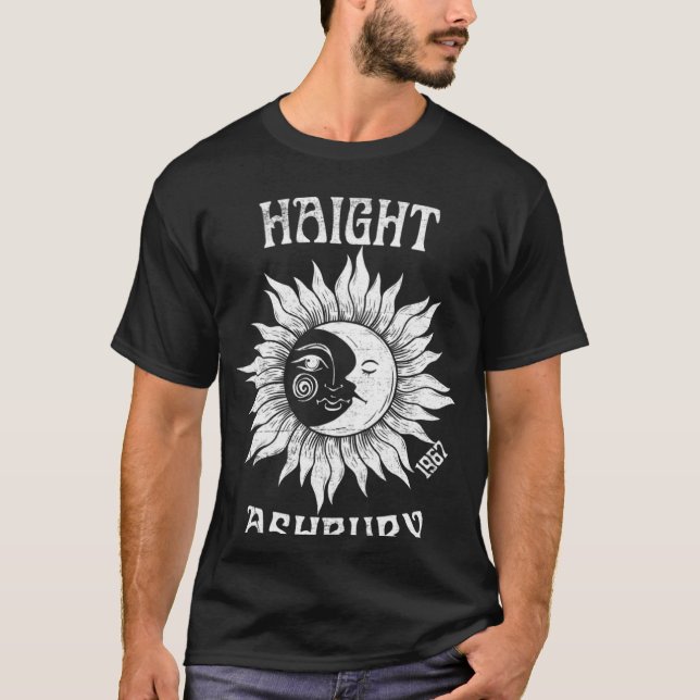 T-shirt Haight Ashbury 1967 Retro San Francisco Sun Moon H (Devant)