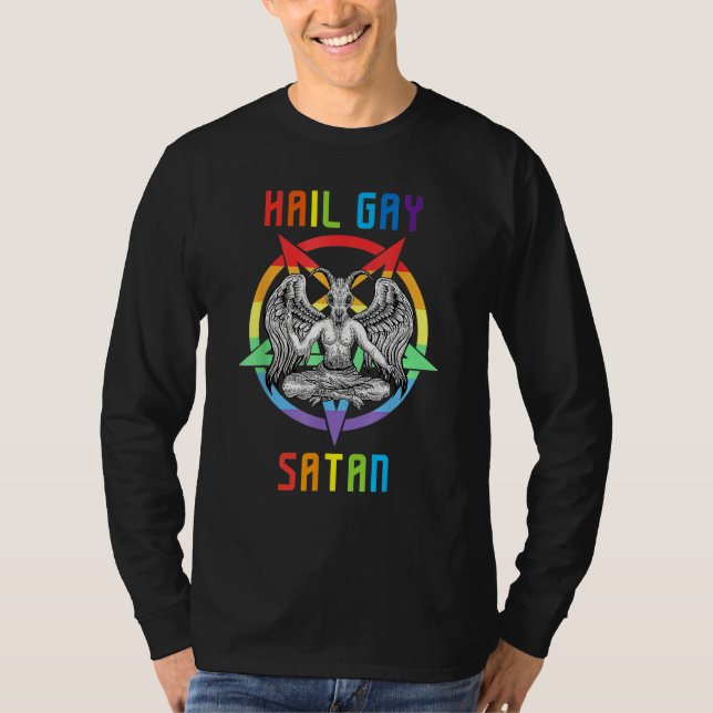 T-shirt Hail Gay Satan LGBT Goth Gay Pride Baphomet (Devant)