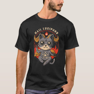 T-shirt Hail Lucipurr Devil Cat Pentagram Satan Cute Baph