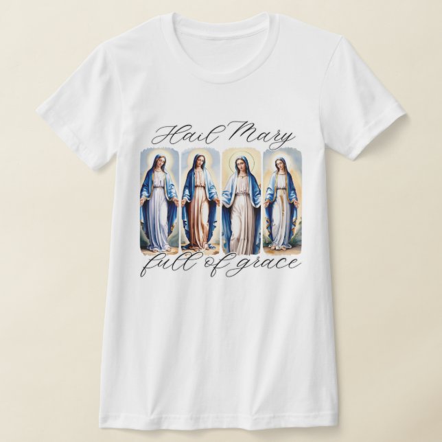 T-shirt Hail Mary Catholic Brushstroke Aquarelle (Poser)