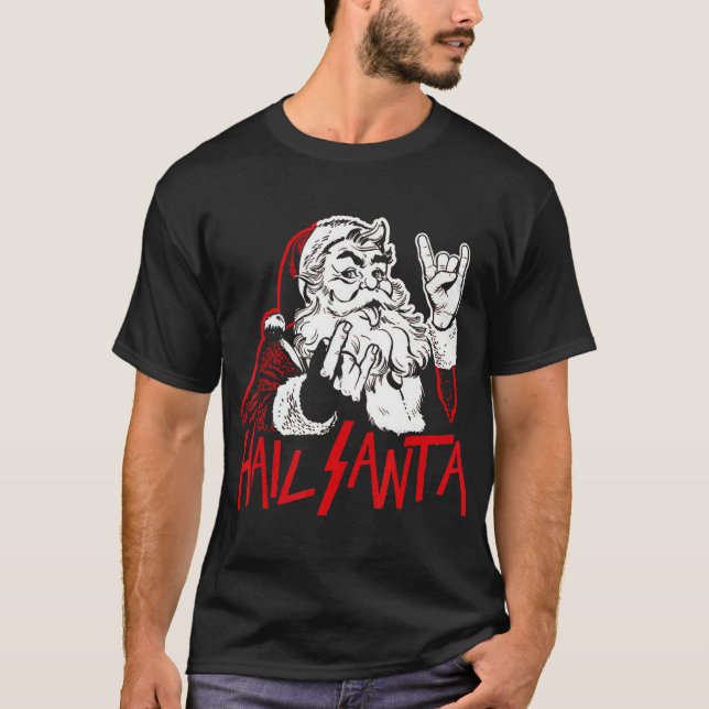 T-shirt Hail Père Noël Sleigher Lourd Metal Noël Noël Noël (Devant)