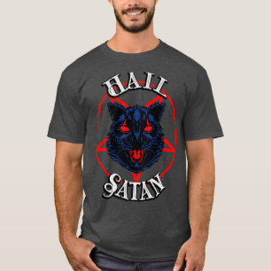 T-shirt Hail Satan Demon Cat Black Metal Occult Kitty Kitt