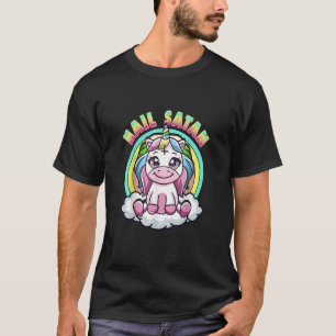 T-shirt Hail Satan Licorne Mignon Arc-en-ciel Heavy Meta
