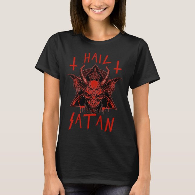 T-shirt Hail Satan Satanic Baphomet Occult Satanism WItchc (Devant)