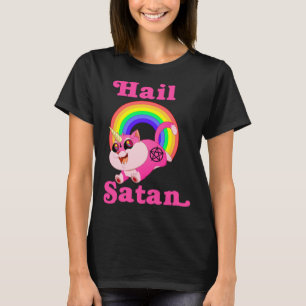 T-shirt Hail Satan Unicorn Chat Arc-en-ciel, Métal de mort