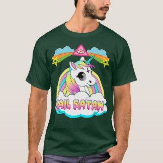T-shirt Hail Satan Unicorn Rainbow Peinture Design