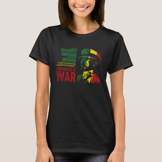 T-shirt Haile Selassie Speech War Judah Lion  Jah Bless Ra (Devant)