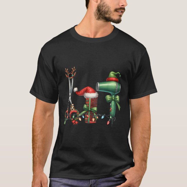 T-shirt Hair Stylist Christmas Hairdresser Licensed Hairas (Devant)