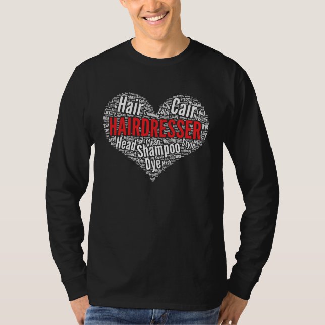 T-shirt Hairdresser Heart Shape Word Cloud Hairstylist (Devant)