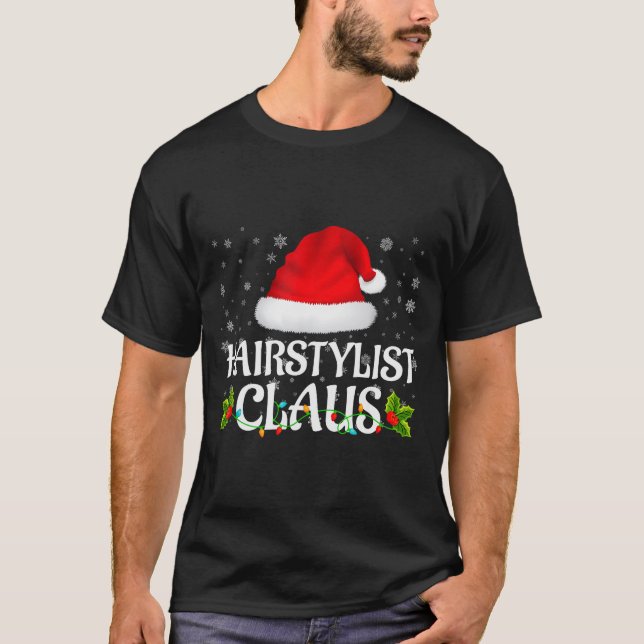 T-shirt Hairstylist Claus Christmas Lights Pajama Family M (Devant)