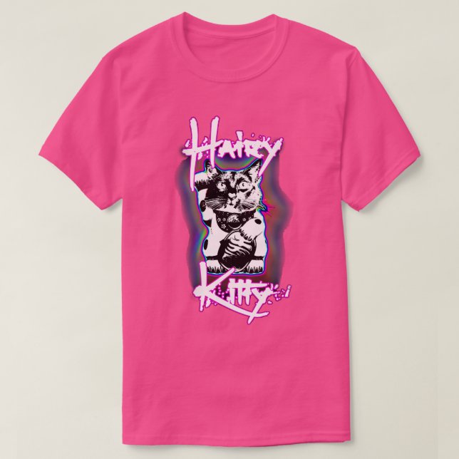 T-shirt Hairy Lucky Kitty Design (Design devant)