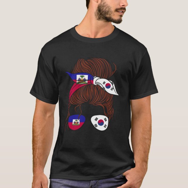 T-shirt Haiti and South Korea Mix Half Haitian half South  (Devant)