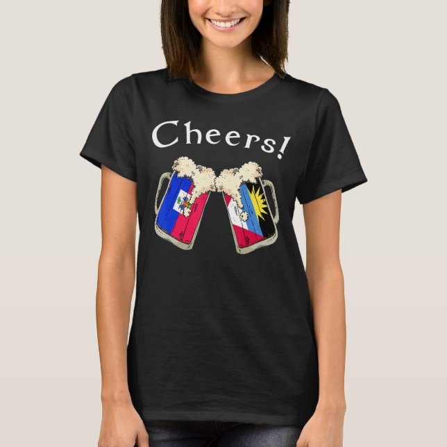 T-shirt Haiti Antigua Barbuda Flag Cheers Beer Grown Patri (Devant)