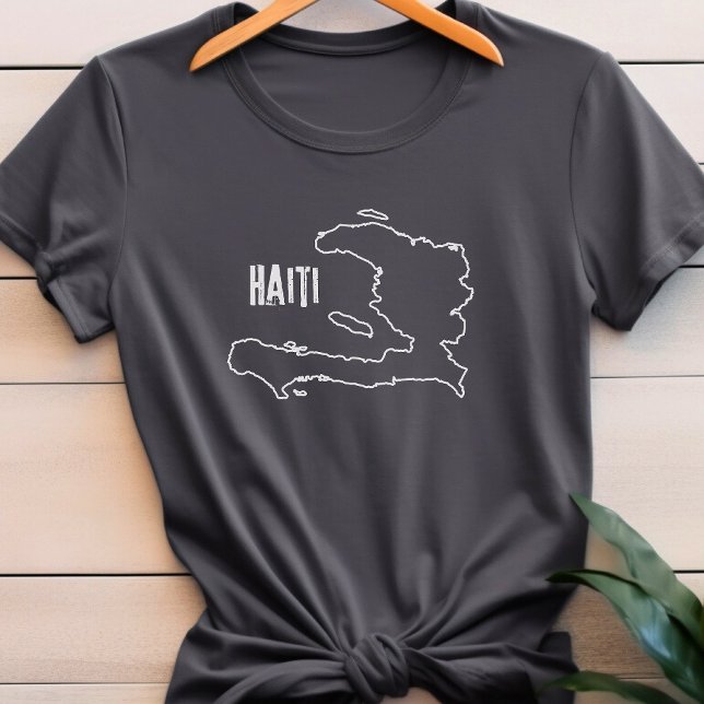 T-shirt Haïti Carte du pays Frontière frontière Haïti Fron (Créateur téléchargé)