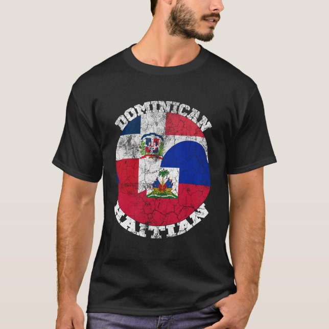 T-shirt Haïti Et Drapeau Dominicain Demi Haïtien Semi Domi (Devant)