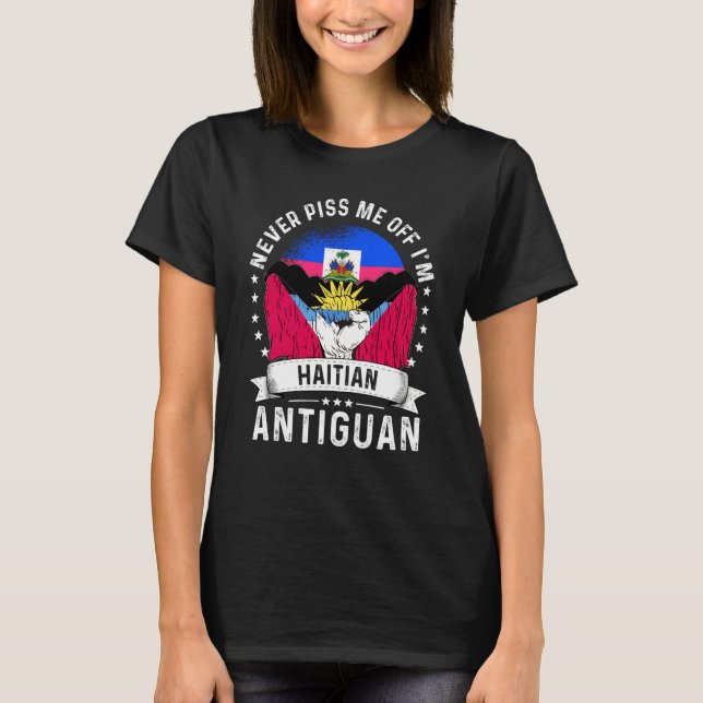 T-shirt Haiti Flag Antigua&Barbuda Grown Humor Pride (Devant)
