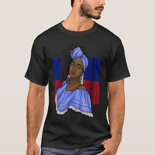 T-shirt Haiti Haitian Flag Day Creole Proud Woman Happy Ay (Devant)