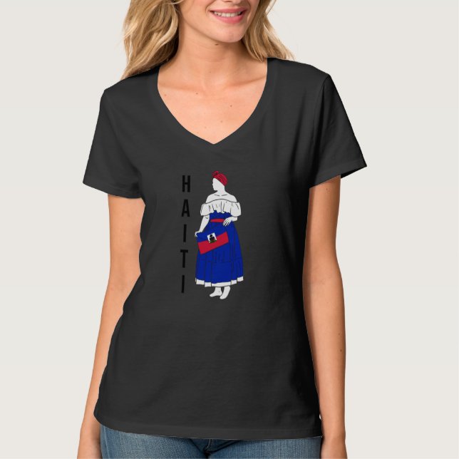 T-shirt Haiti Haitian Love Flag Proud Woman Princess Crown (Devant)