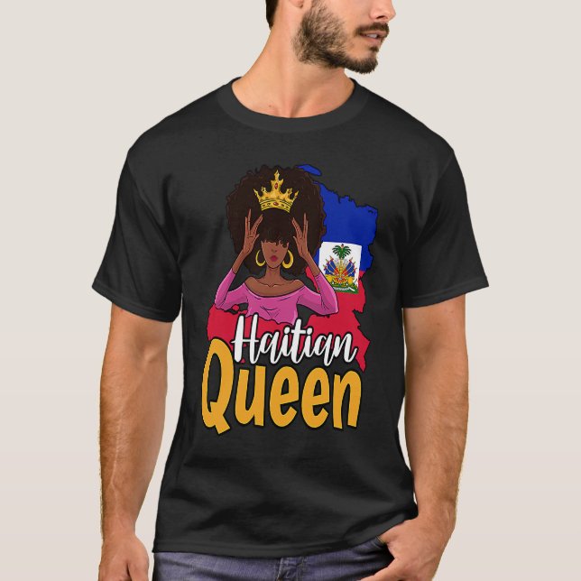 T-shirt Haiti Haitian Love Flag Proud Woman Princess Crown (Devant)