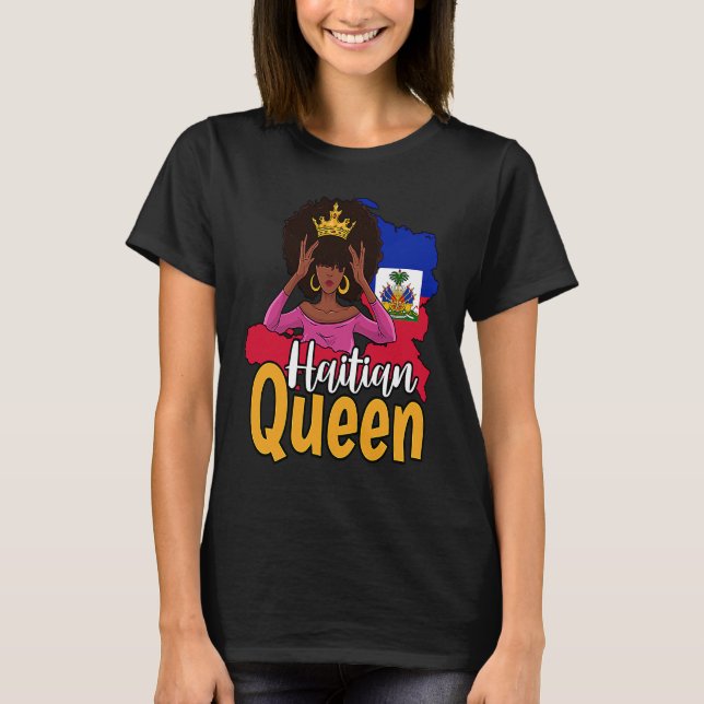 T-shirt Haiti Haitian Love Flag Proud Woman Princess Crown (Devant)