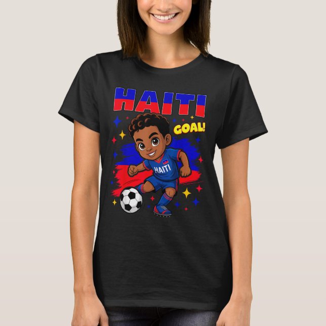T-shirt Haiti Soccer Kid Haitian Flag Soccer Player Footba (Devant)