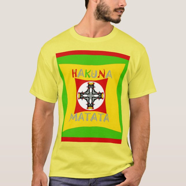 T-shirt Hakuna Matata Rasta Color Red Golden Green (Devant)