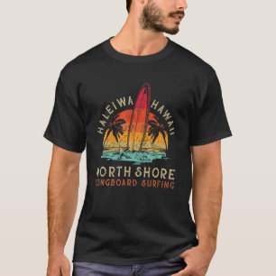 T-shirt Haleiwa Hawaii Oahu North Shore Beach Longboard Su