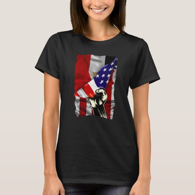 T-shirt Half American Flag Egyptian ROOTS USA Flag Egypt D (Devant)