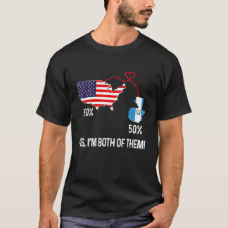 T-shirt Half American Half Alan Flag Combined USA Ch