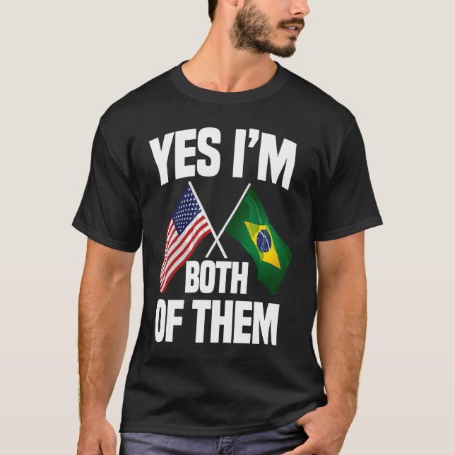 T-shirt Half American Half Brazilian USA Brazil Flag (Devant)