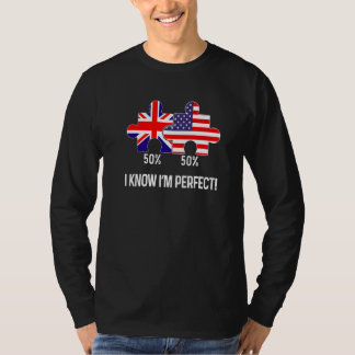 T-shirt Half American Half British Flag Map Combined USA U