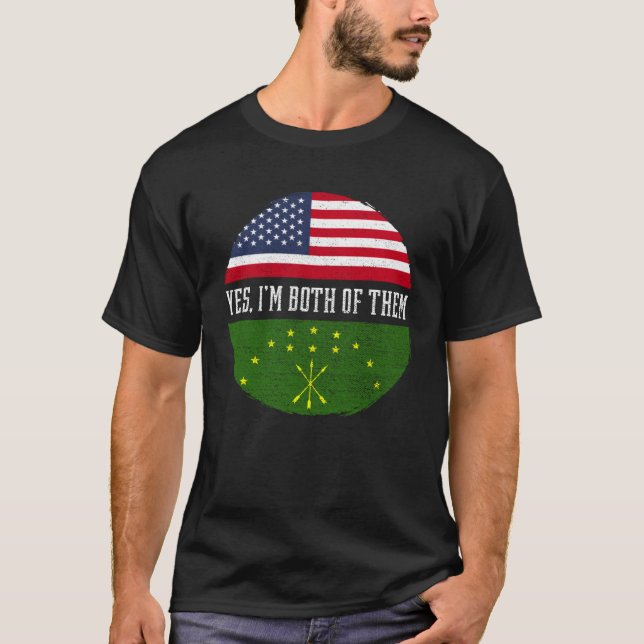 T-shirt Half American Half Circassians USA Flag Circassian (Devant)