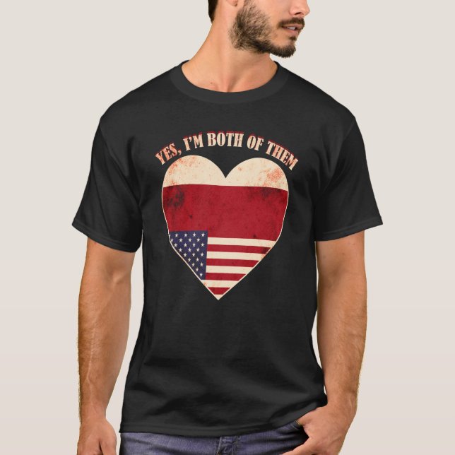 T-shirt Half American Half Czech USA Flag Czech Republic (Devant)