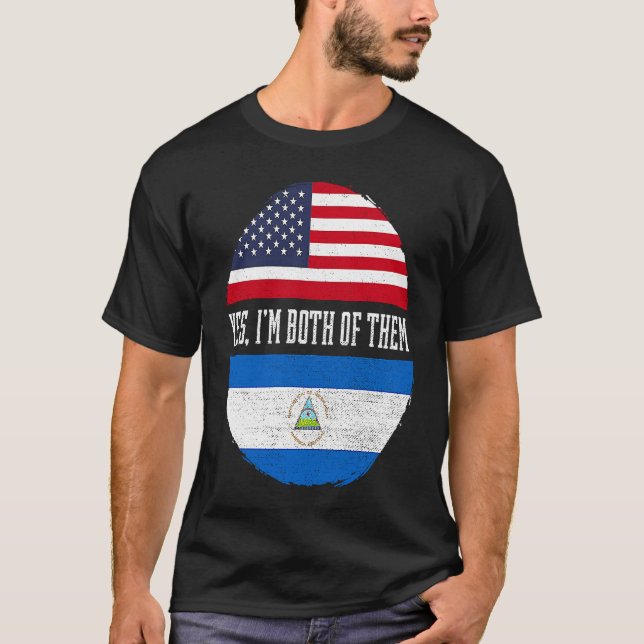 T-shirt Half American Half Nicaraguan USA Flag Nicaragua H (Devant)