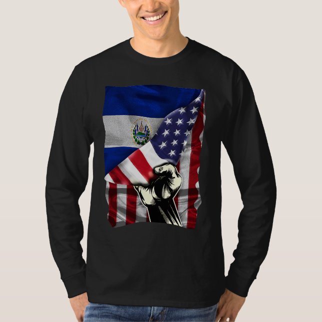T-shirt Half American Half Salvadoran ROOTS USA Flag El Sa (Devant)